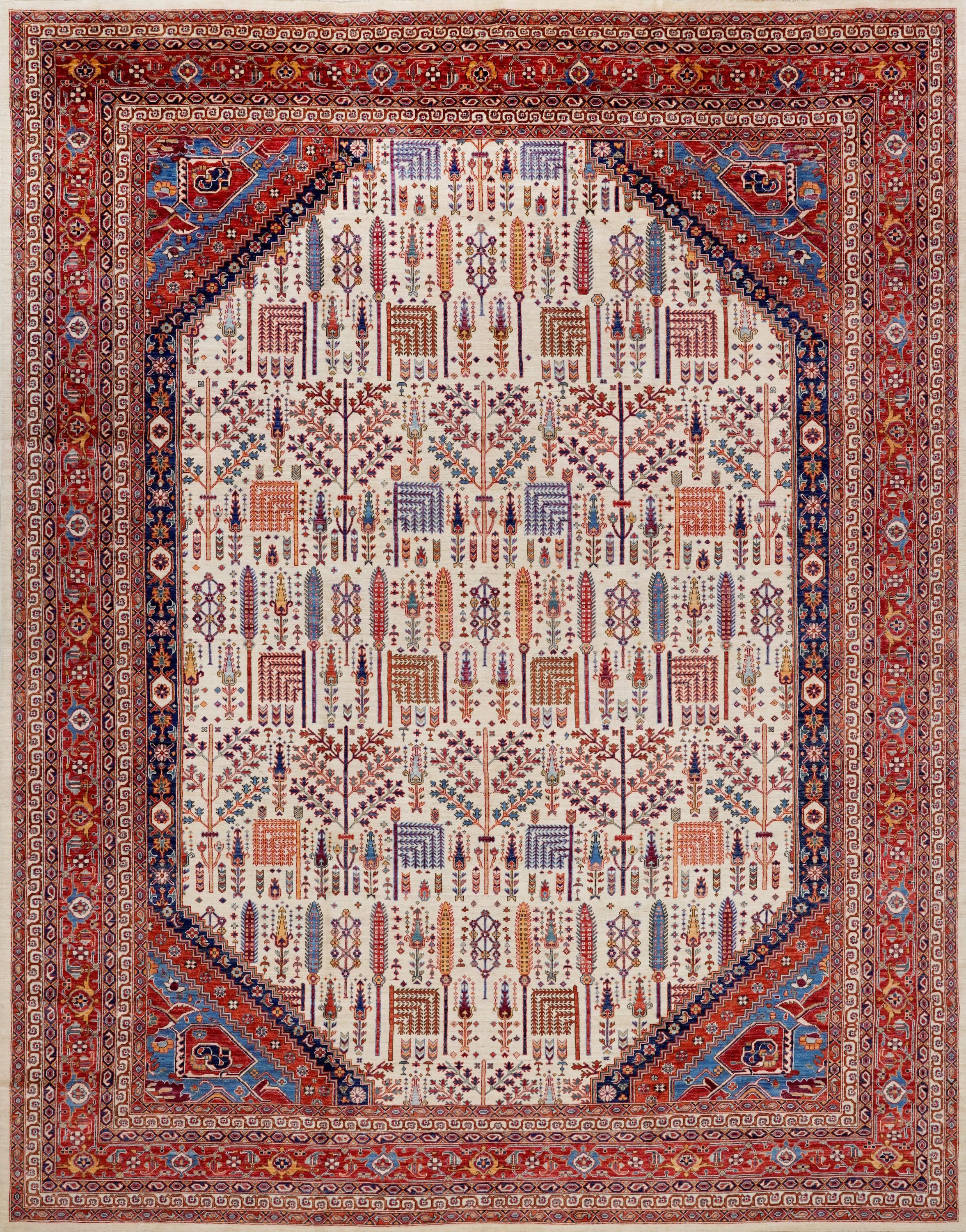 12x15 Ft Hand Knotted Red Heriz Rug - Traditional Oriental Area Rug