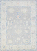 10x14 Ft Muted Blue Ushak Rug - Hand Knotted Wool Area Rug