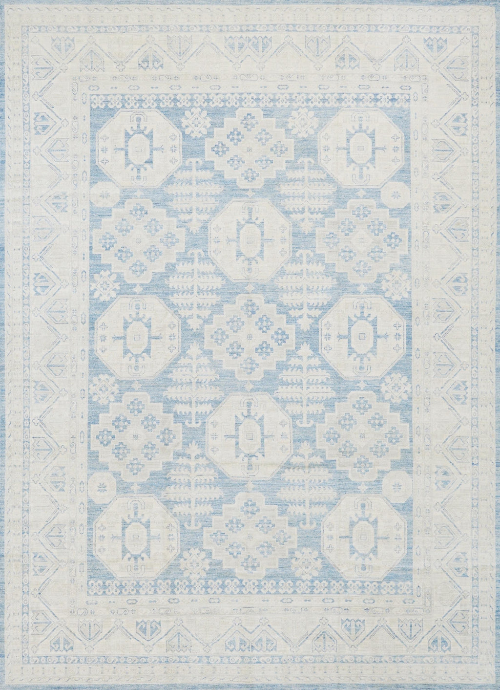 10x14 Ft Muted Blue Ushak Rug - Hand Knotted Wool Area Rug