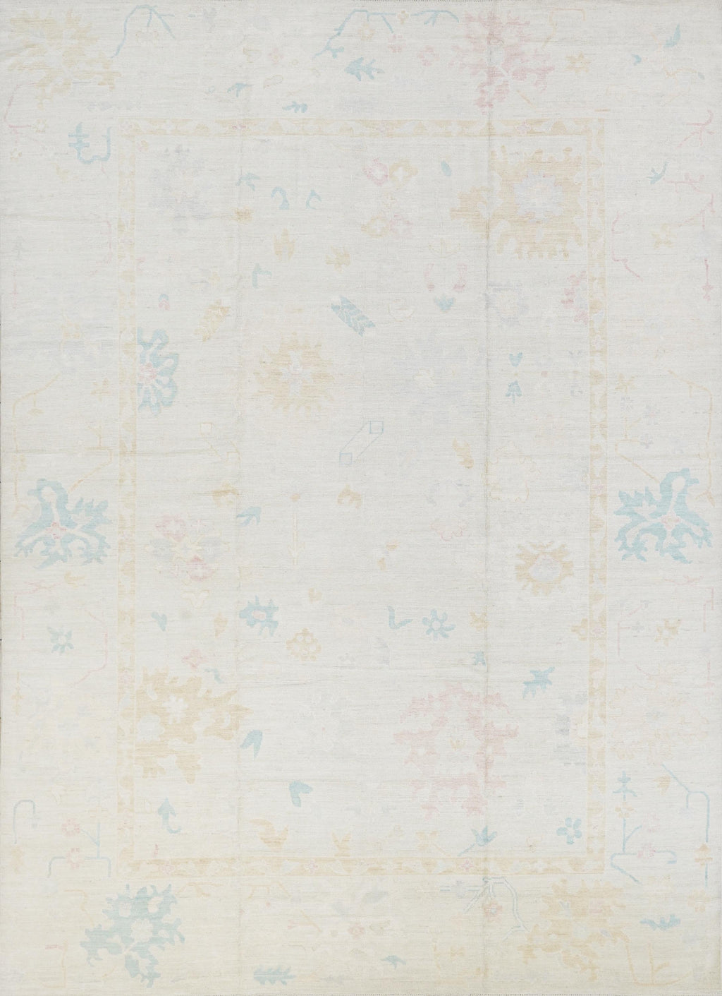 10x14 Ft Colorful Pastel Ushak Rug - Hand Knotted Afghan Rug - Turkish Design