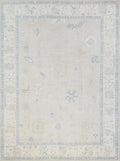 10x14 Ft Blue Oushak Rug - Hand Knotted Afghan Rug - Turkish Floral Design
