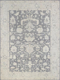 10x14 Ft Light Black Oushak Rug - Hand Knotted Afghan Rug - Turkish Floral Design