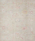 8x10 Ft Light Brown Oushak Rug - Hand Knotted Oriental Rug - Floral Design
