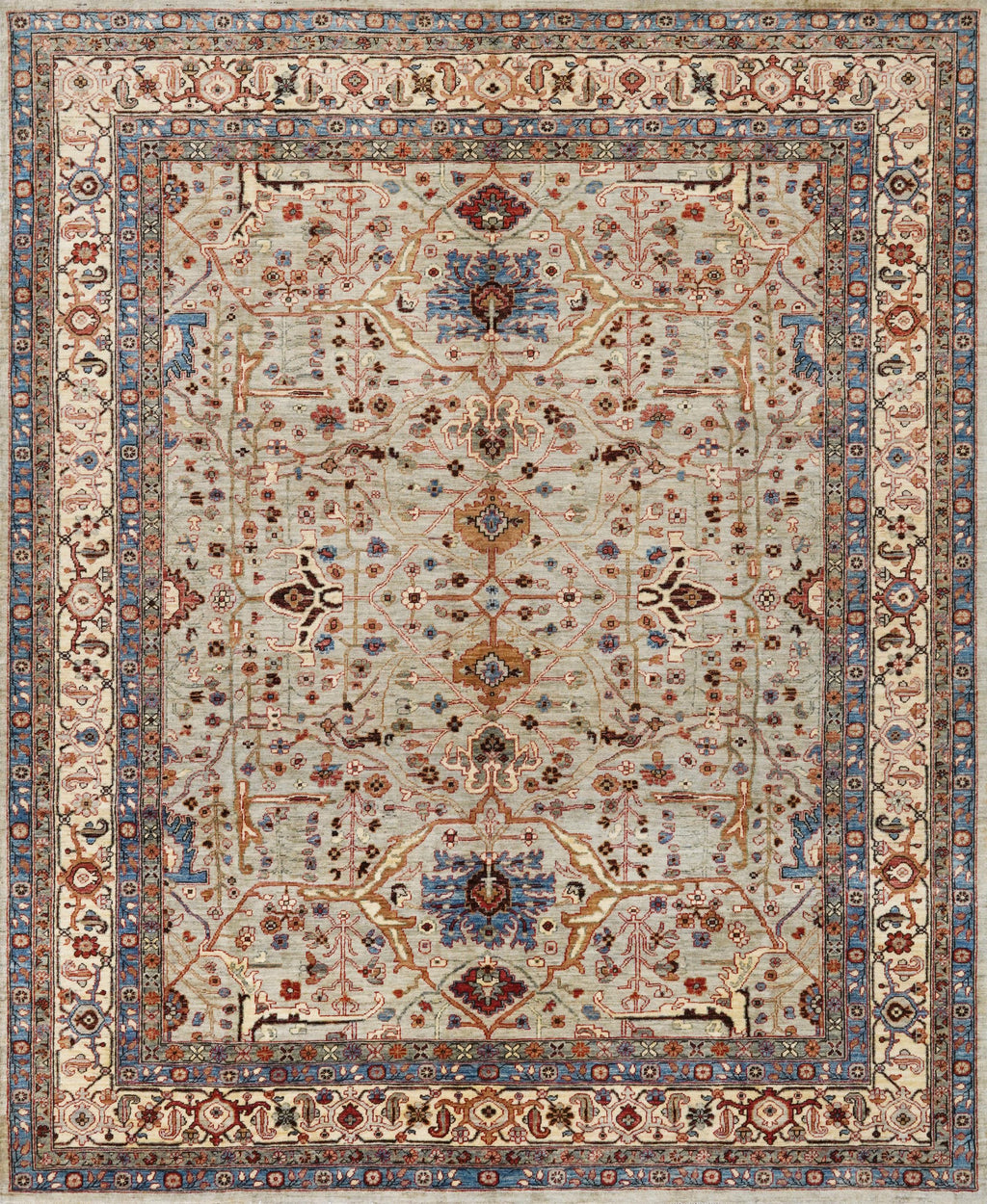 8x10 Ft Beige & Gray Bidjar Rug - Hand Knotted Wool Oriental Rug