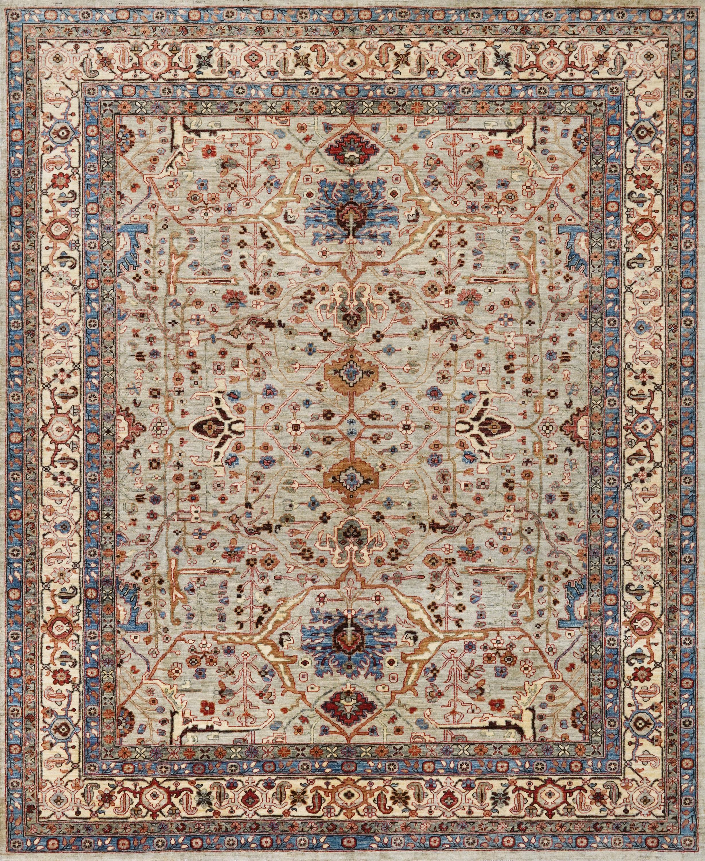 8x10 Ft Beige & Gray Bidjar Rug - Hand Knotted Wool Oriental Rug