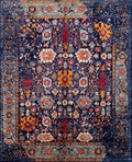 8x10 Ft Dark Blue Bidjar Rug - Hand Knotted Wool Oriental Rug - Broken Design