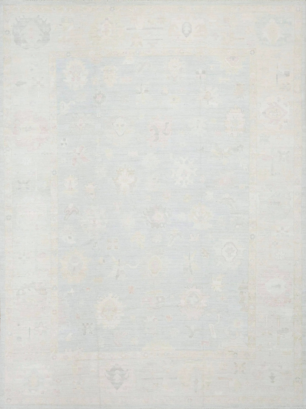 9x12 Ft Muted Blue Oushak Rug - Handmade Area Rug - Turkish Design