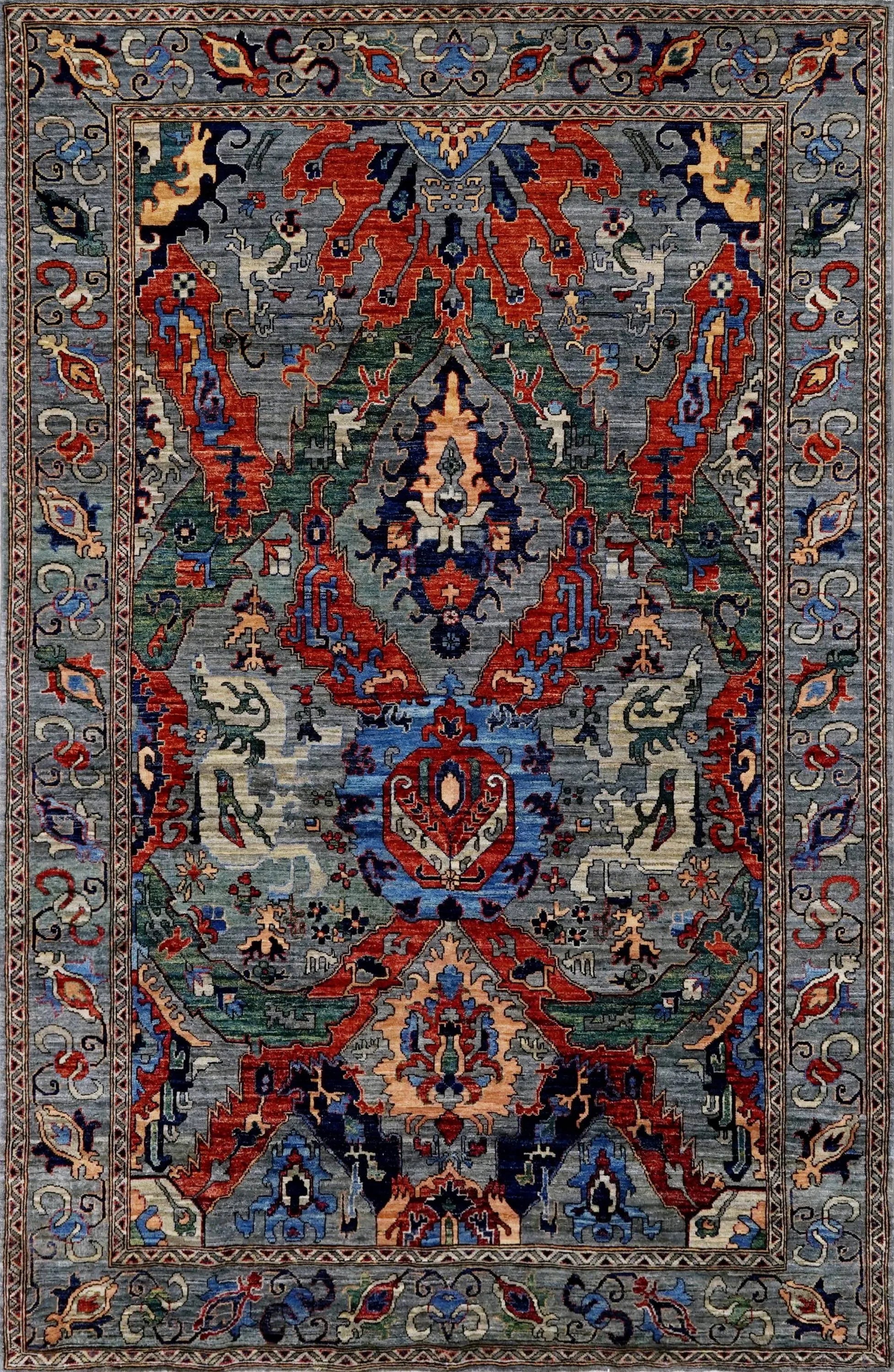 6x9 Ft Dark Gray Serapi Rug - Traditional Persian Style Wool Rug