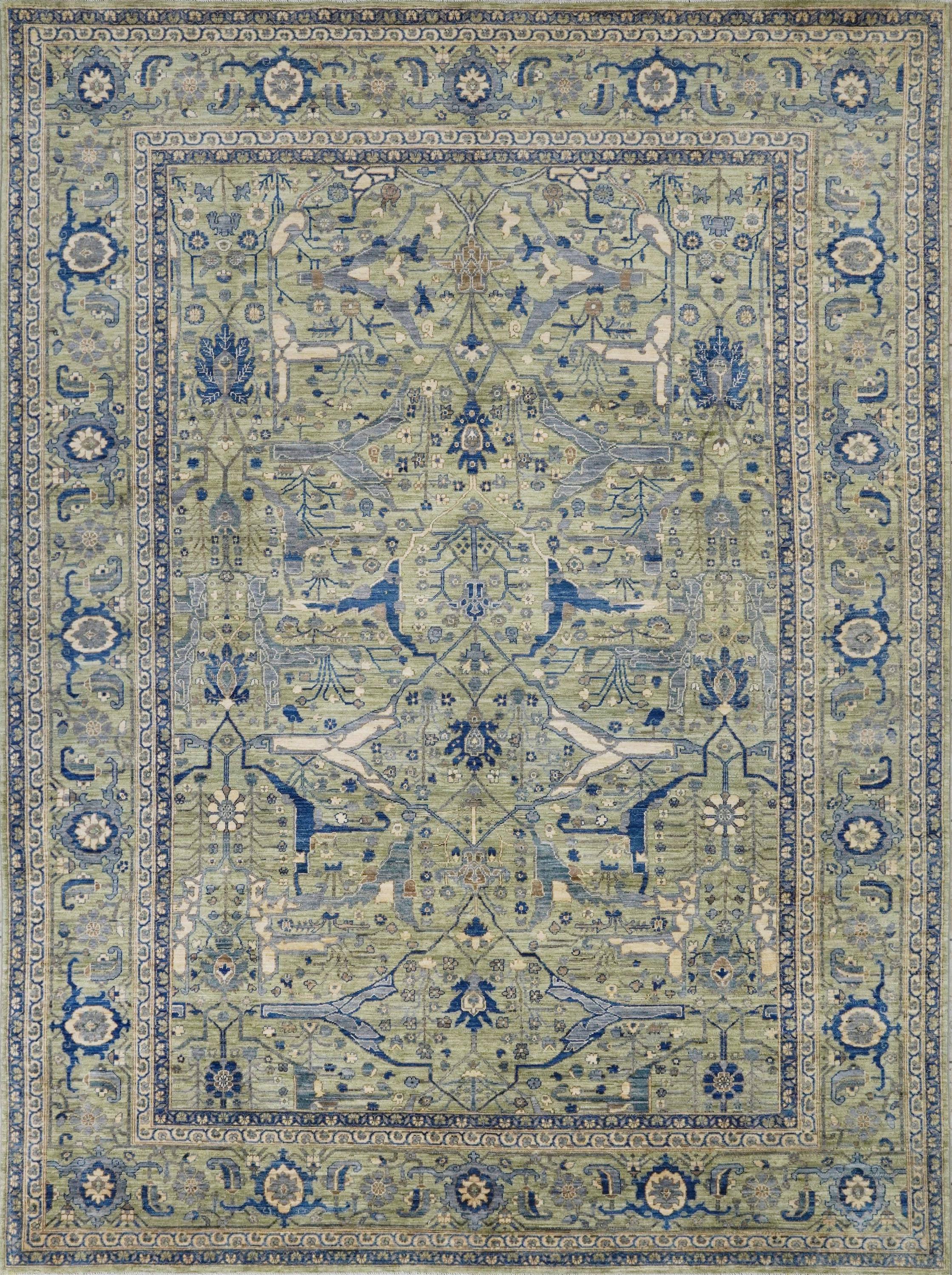9x12 Ft Green Bidjar Rug - Afghan Oriental Area Rug