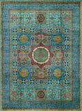 9x12 Ft Green Mamluk Rug - Afghan Oriental Area Rug
