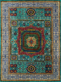 6x8 Ft Cyan Mamluk Rug - Hand Knotted Oriental Area Rug
