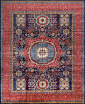 12x15 Ft Red & Blue Mamluk Rug - Handmade Afghan Oriental Rug - Oversize