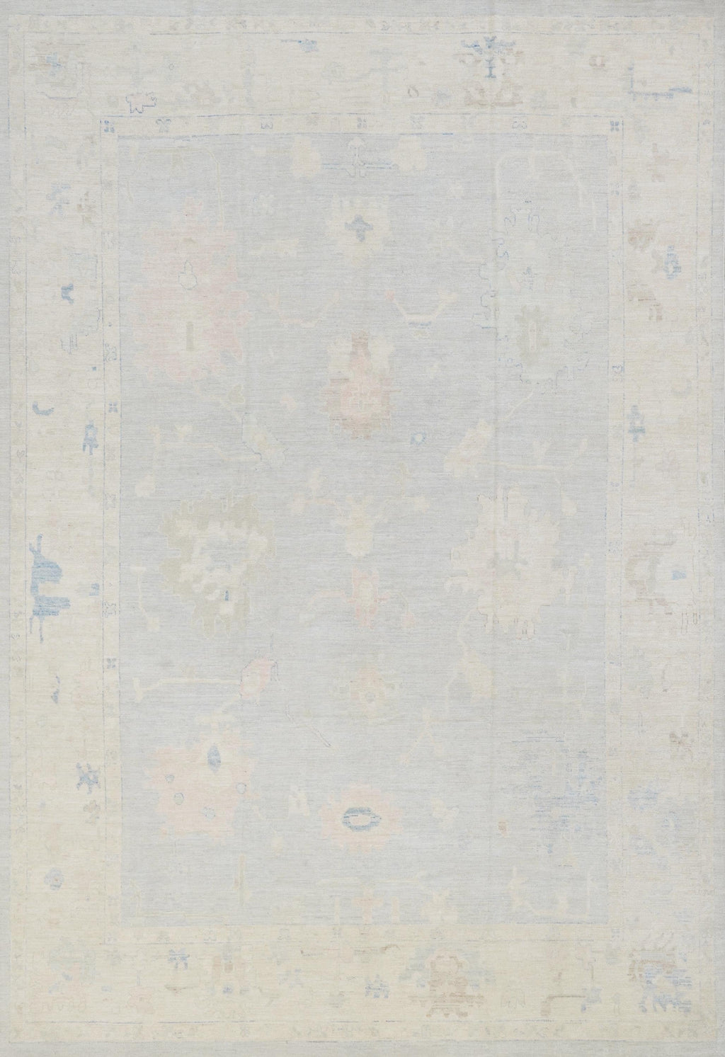 10x14 Ft Muted Blue Ushak Rug - Hand Knotted Wool Area Rug