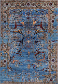 6x9 Ft Blue Serapi Rug - Traditional Wool Rug - Broken Design