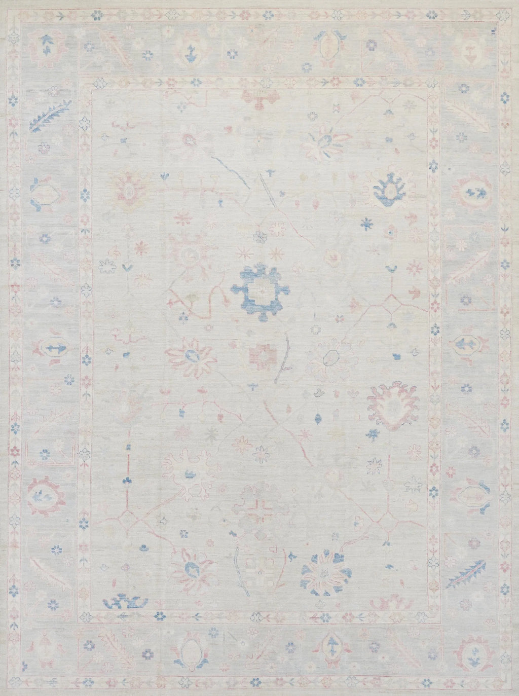 10x14 Ft Muted Oushak Rug - Hand Knotted Afghan Rug - Turkish Floral Design