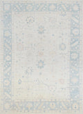 10x14 Ft Blue Oushak Rug - Hand Knotted Afghan Rug - Turkish Floral Design