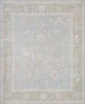 8x10 Ft Light Blue Oushak Rug - Hand Knotted Oriental Rug - Floral Design