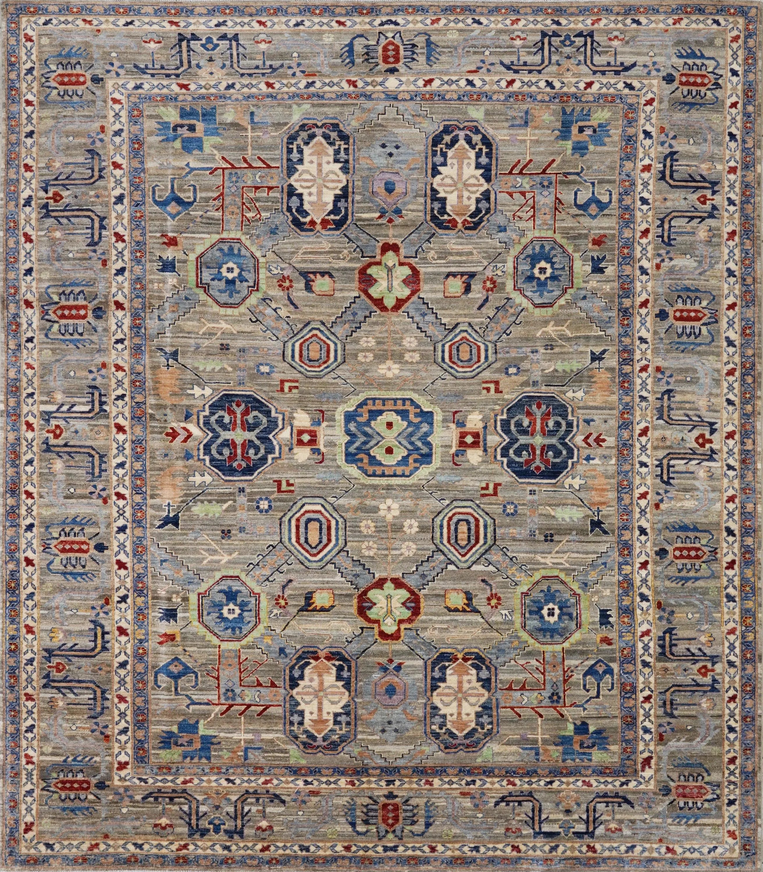8x10 Ft Brown Heriz Rug - Hand Knotted Oriental Area Rug