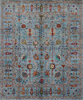 8x10 Ft Blue Sultani Rug - Hand Knotted Oriental Rug - Afghan Design
