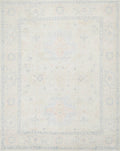 9x12 Ft White Pastel Oushak Rug - Handmade Area Rug - Floral Design