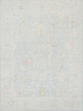 9x12 Ft Light Blue Oushak Rug - Handmade Area Rug - Floral Design