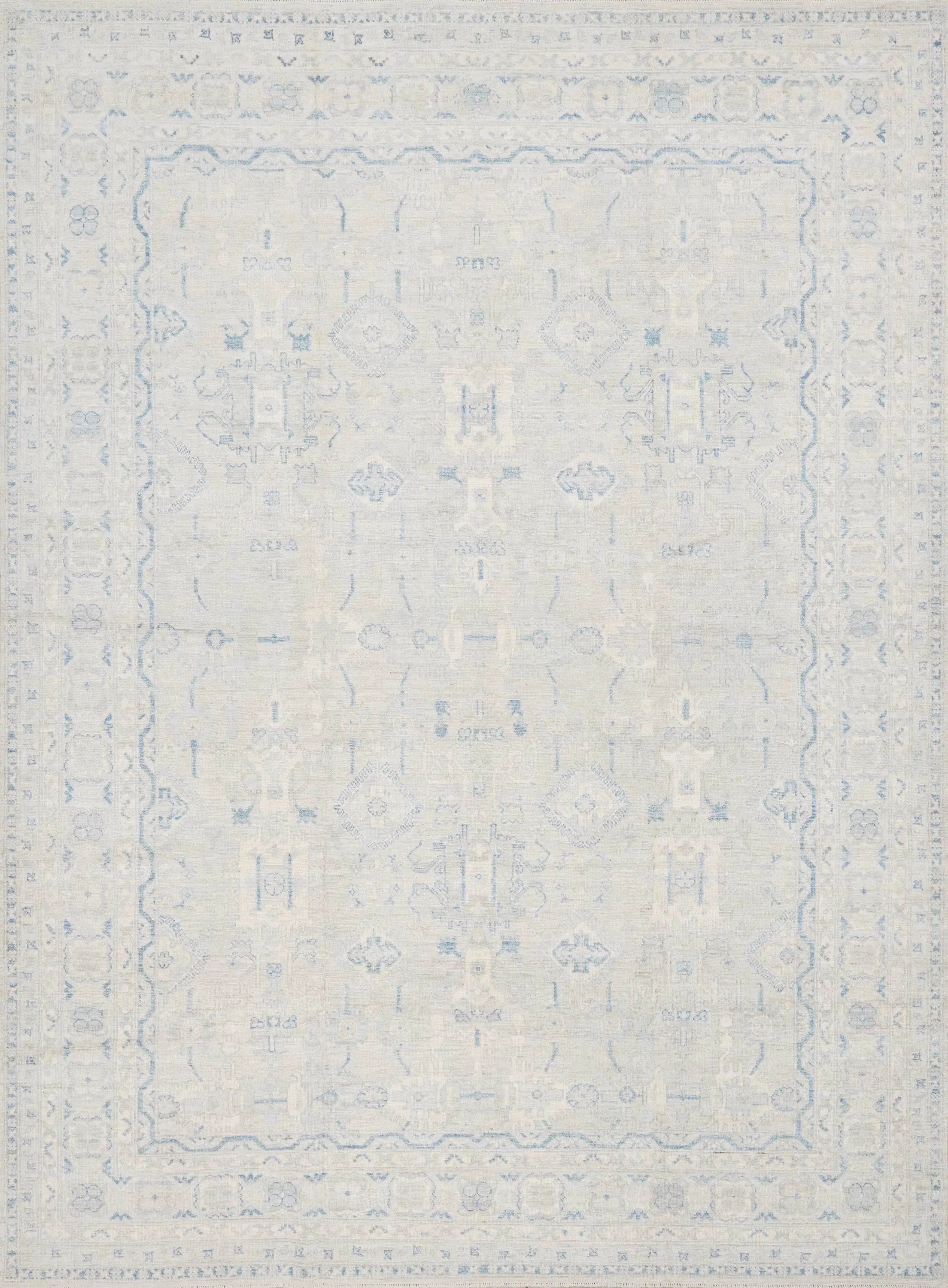 9x12 Ft Light Blue Oushak Rug - Handmade Area Rug