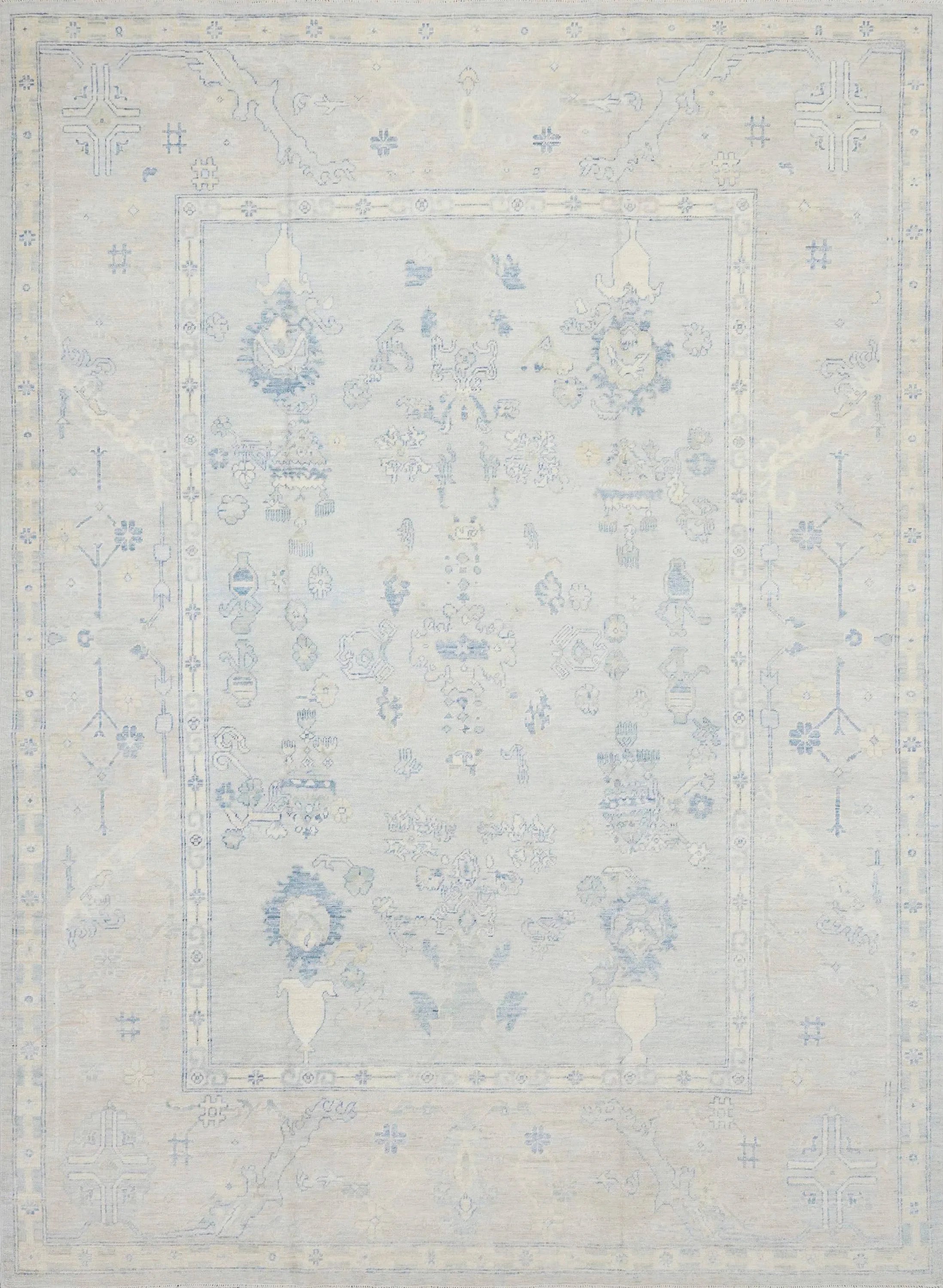 9x12 Ft Light Blue Oushak Rug - Handmade Area Rug