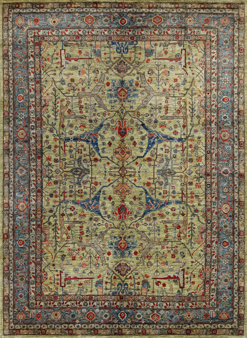 9x12 Ft Green Bidjar Rug - Afghan Oriental Area Rug