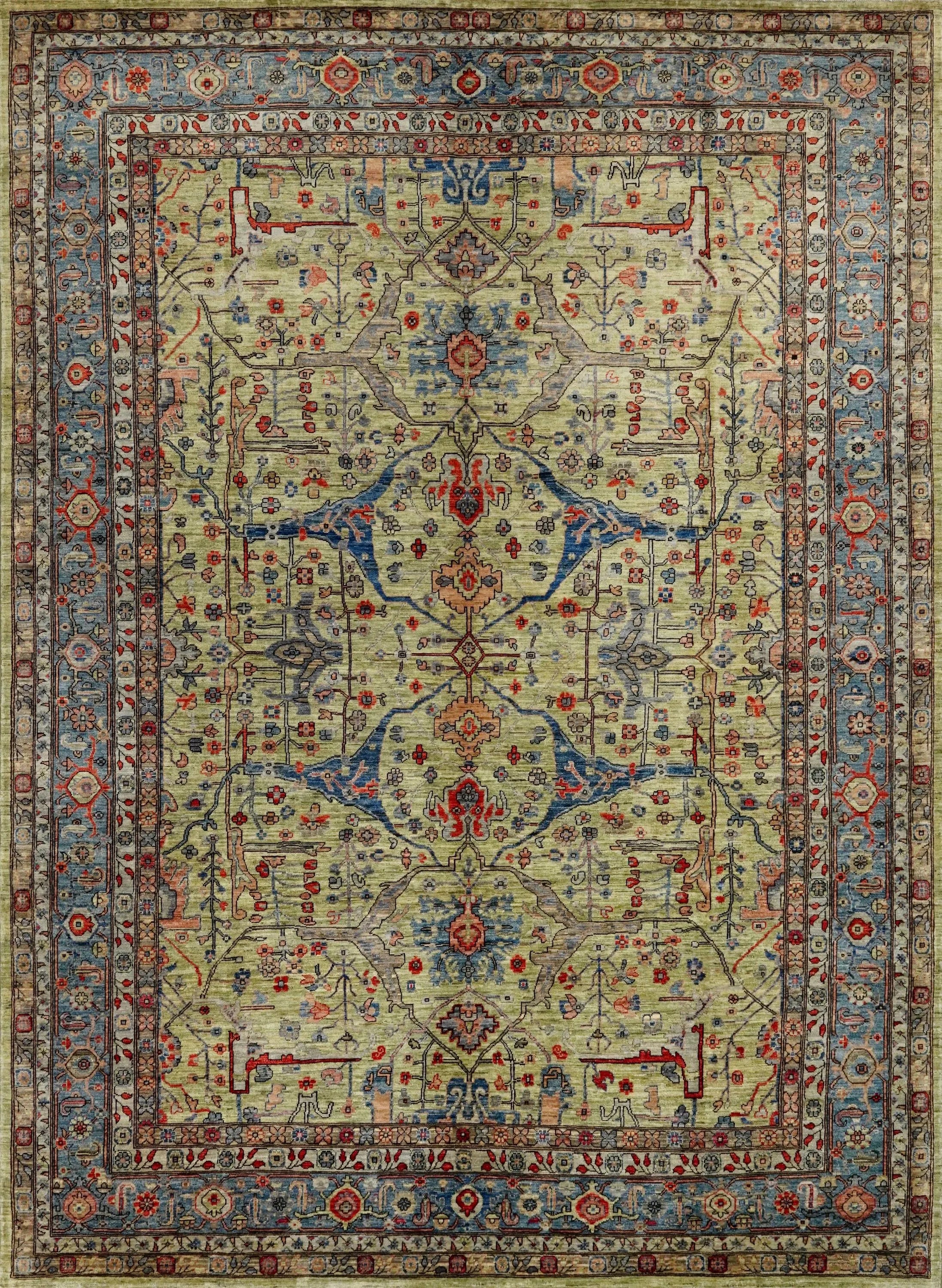 9x12 Ft Green Bidjar Rug - Afghan Oriental Area Rug