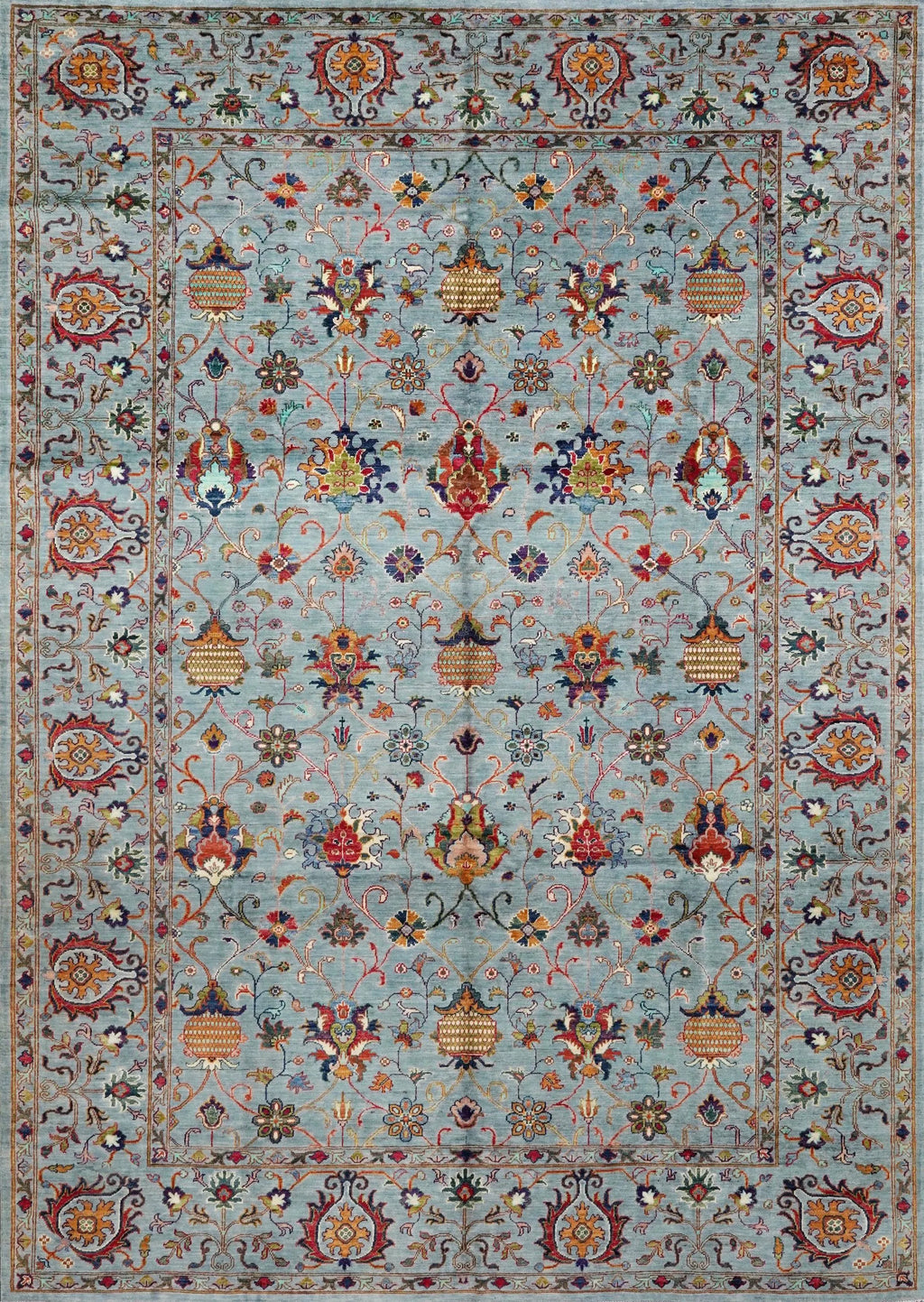9x12 Ft Gray Serapi Rug - Afghan Oriental Area Rug - Persian Design