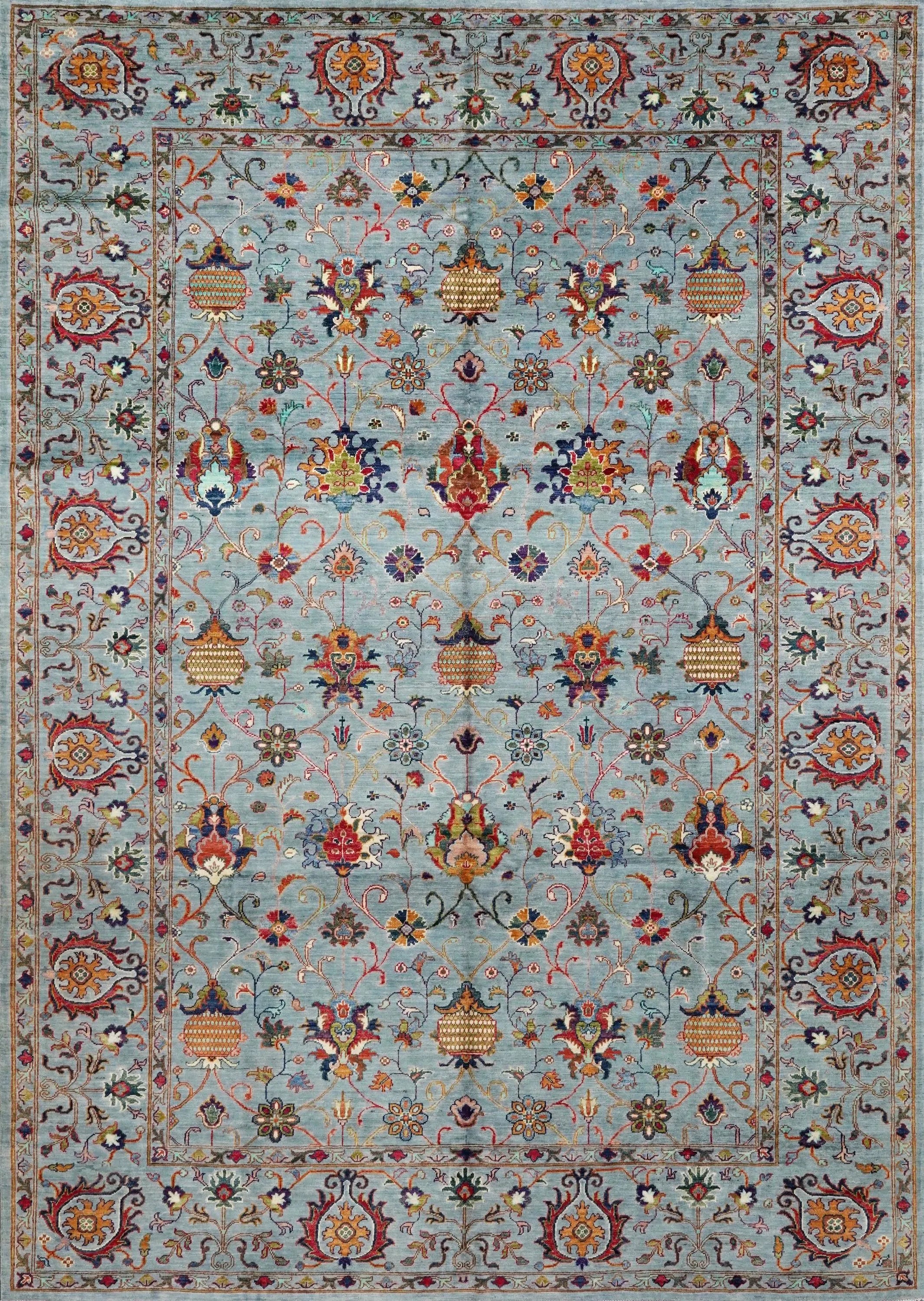 9x12 Ft Gray Serapi Rug - Afghan Oriental Area Rug - Persian Design