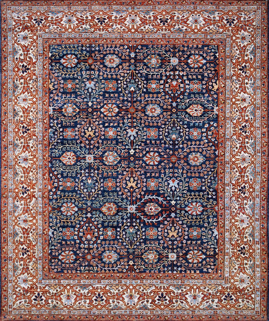 8x10 Ft Blue Bidjar Rug - Traditional Hand Knotted Rug - Persian Floral Design