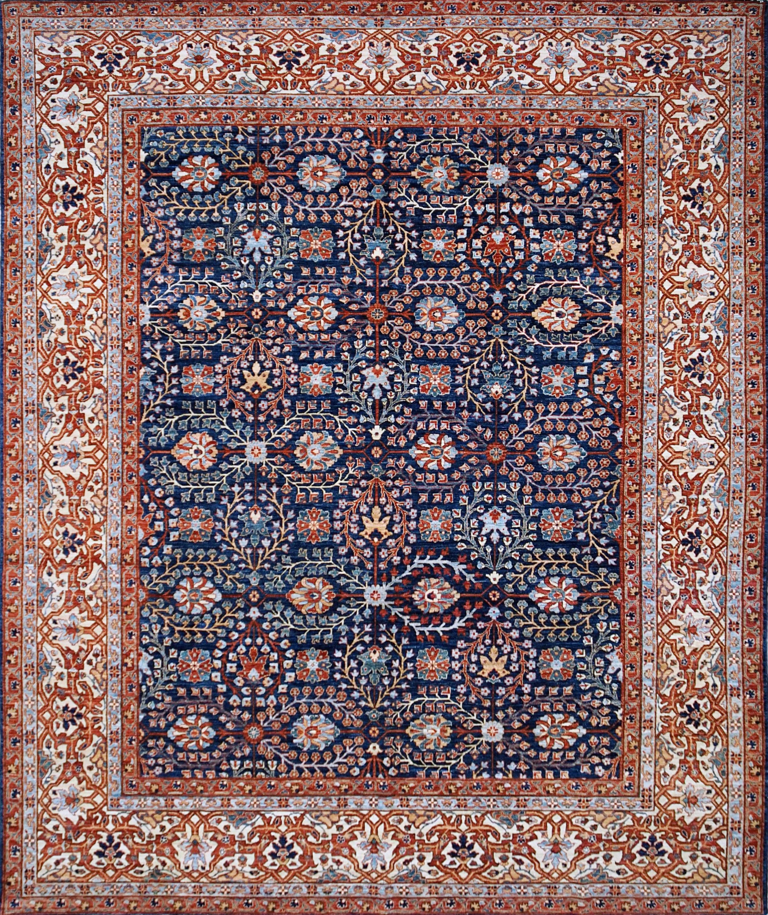 8x10 Ft Blue Bidjar Rug - Traditional Hand Knotted Rug - Persian Floral Design