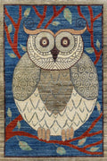 6x9 Ft Owl Rug - Hand Knotted Wool Gabbeh Rug - Animal Design