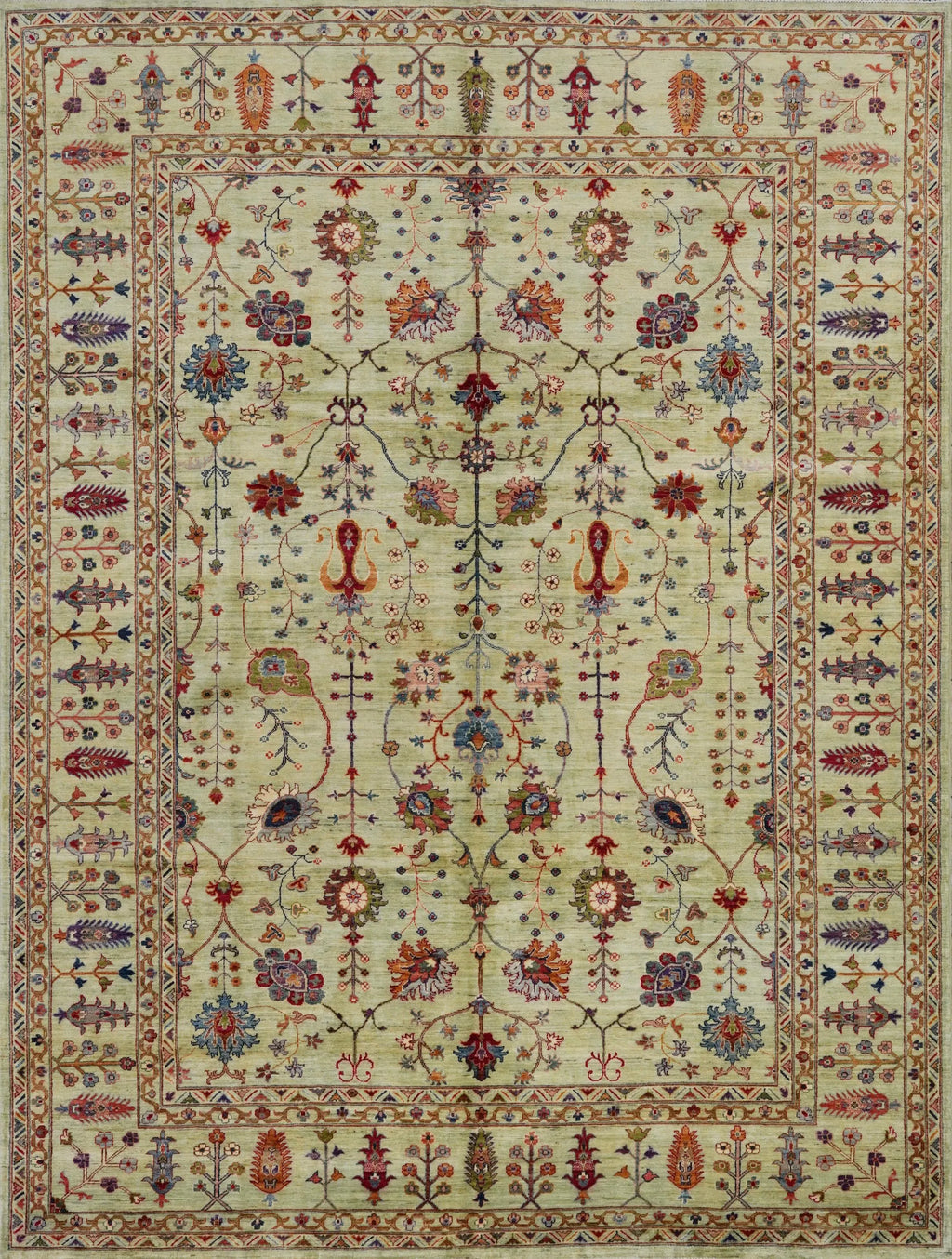 9x12 Ft Green Serapi Rug - Afghan Oriental Area Rug - Persian Design