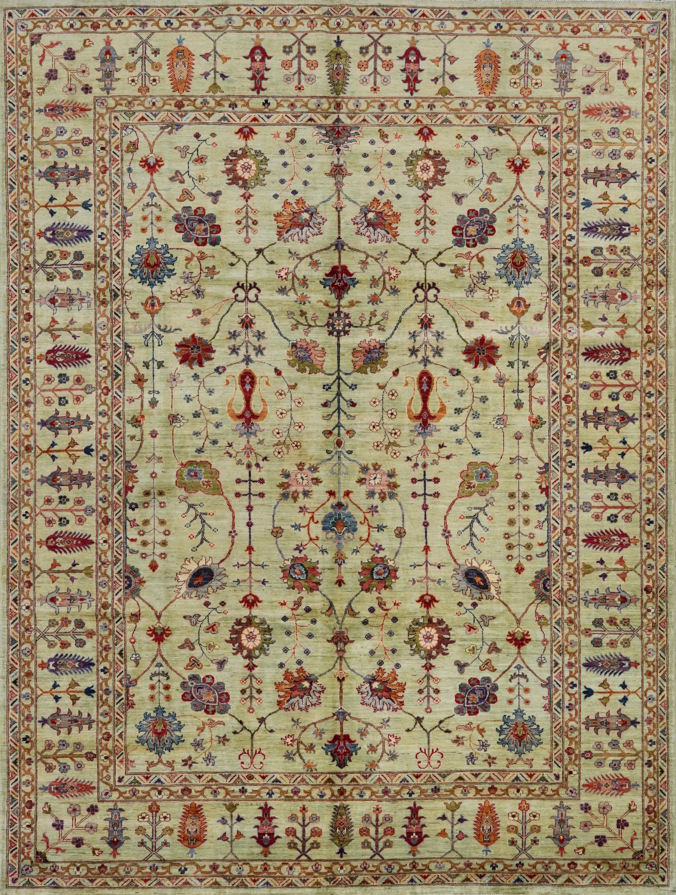 9x12 Ft Green Serapi Rug - Afghan Oriental Area Rug - Persian Design