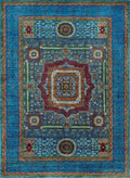 6x8 Ft Blue Mamluk Rug - Hand Knotted Oriental Area Rug