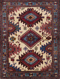 6x8 Ft Red & Blue Baluch Rug - Hand Knotted Oriental Rug - Tribal Design