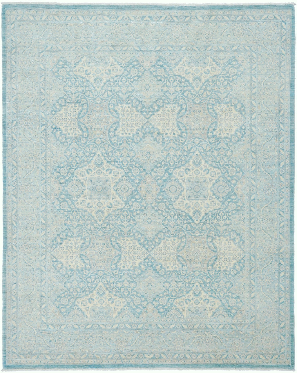 8x10 Ft Light Blue Serapi Rug - Hand Knotted Afghan Wool Rug