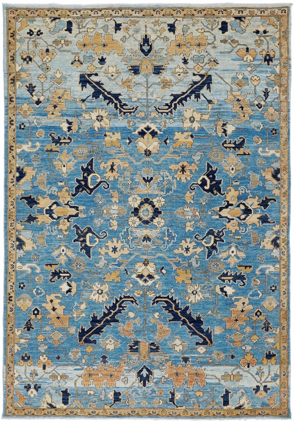 6x9 Ft Hand Knotted Serapi Rug - Blue Persian Antique Rug