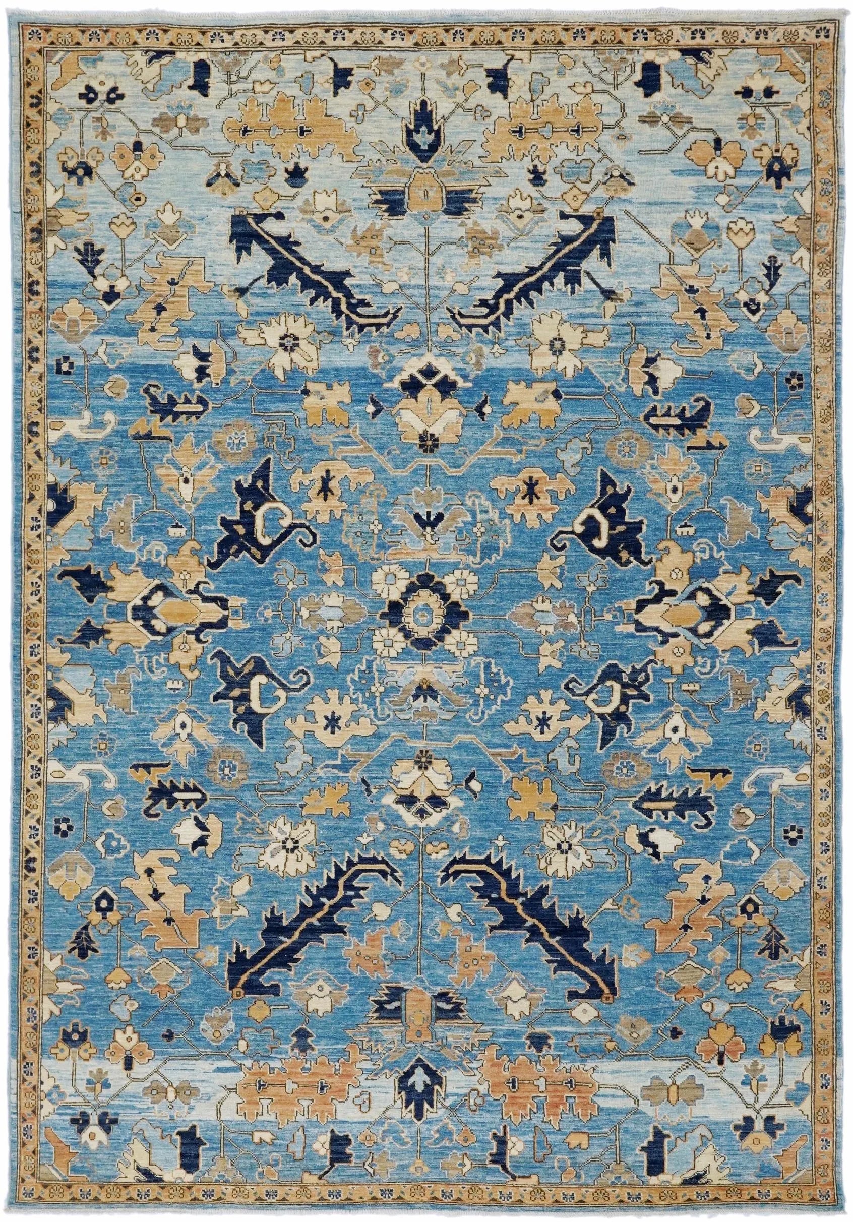 6x9 Ft Hand Knotted Serapi Rug - Blue Persian Antique Rug