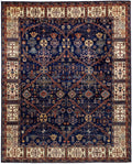 8x10 Ft Blue & Beige Heriz Rug - Hand Knotted Oriental Wool Rug