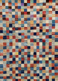 7x10 Multicolor Gabbeh Rug - Afghan Wool Area Rug - Geometric Design