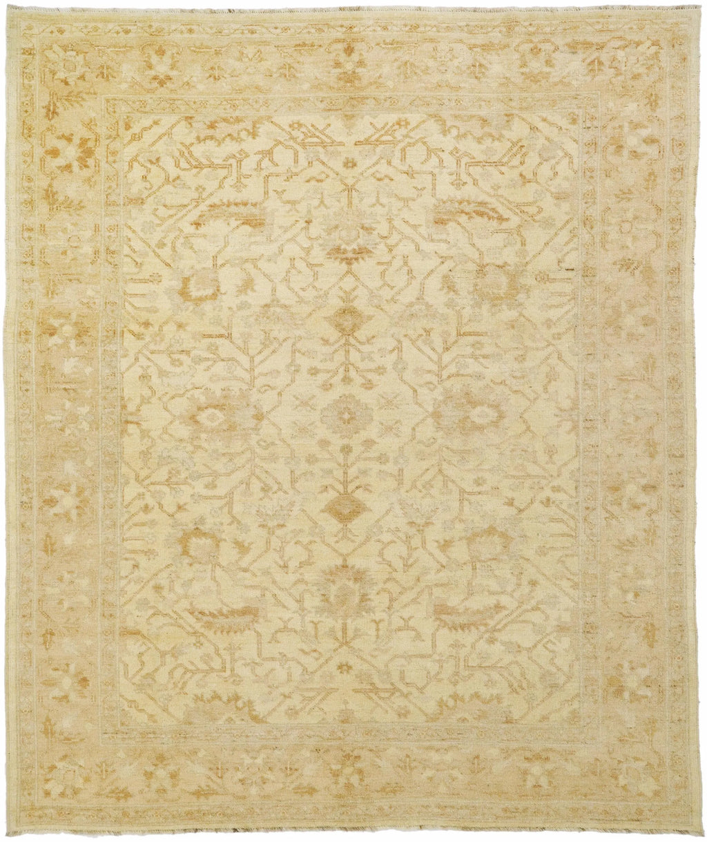 9x12 Ft Beige Ushak Rug - Hand Knotted Afghan Oriental Rug