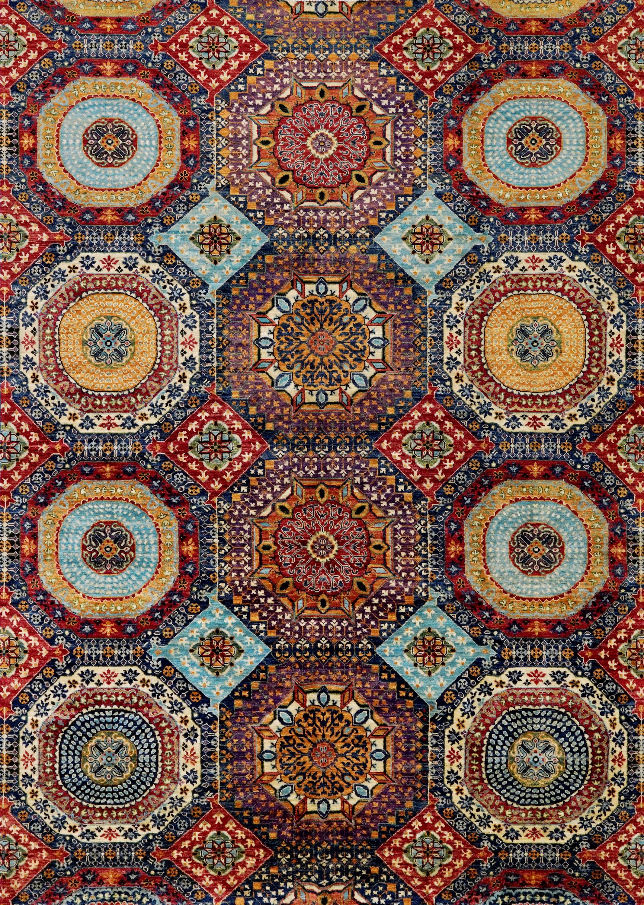 7x10 Ft Colorful Mamluk Rug - Hand Knotted Afghan Rug
