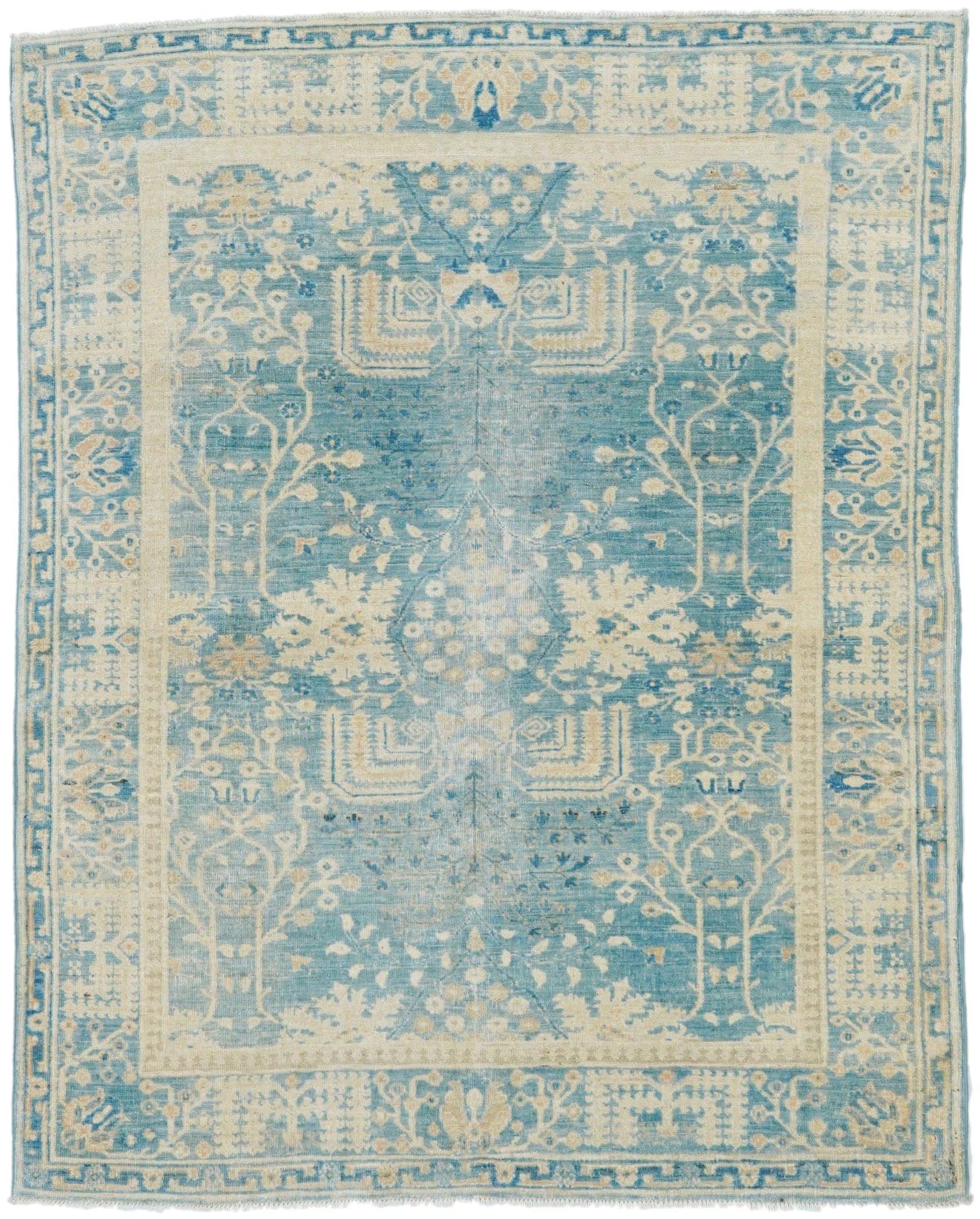 5x6 Ft Blue Serapi Rug - Hand Knotted Oriental Antique Rug - Persian Style