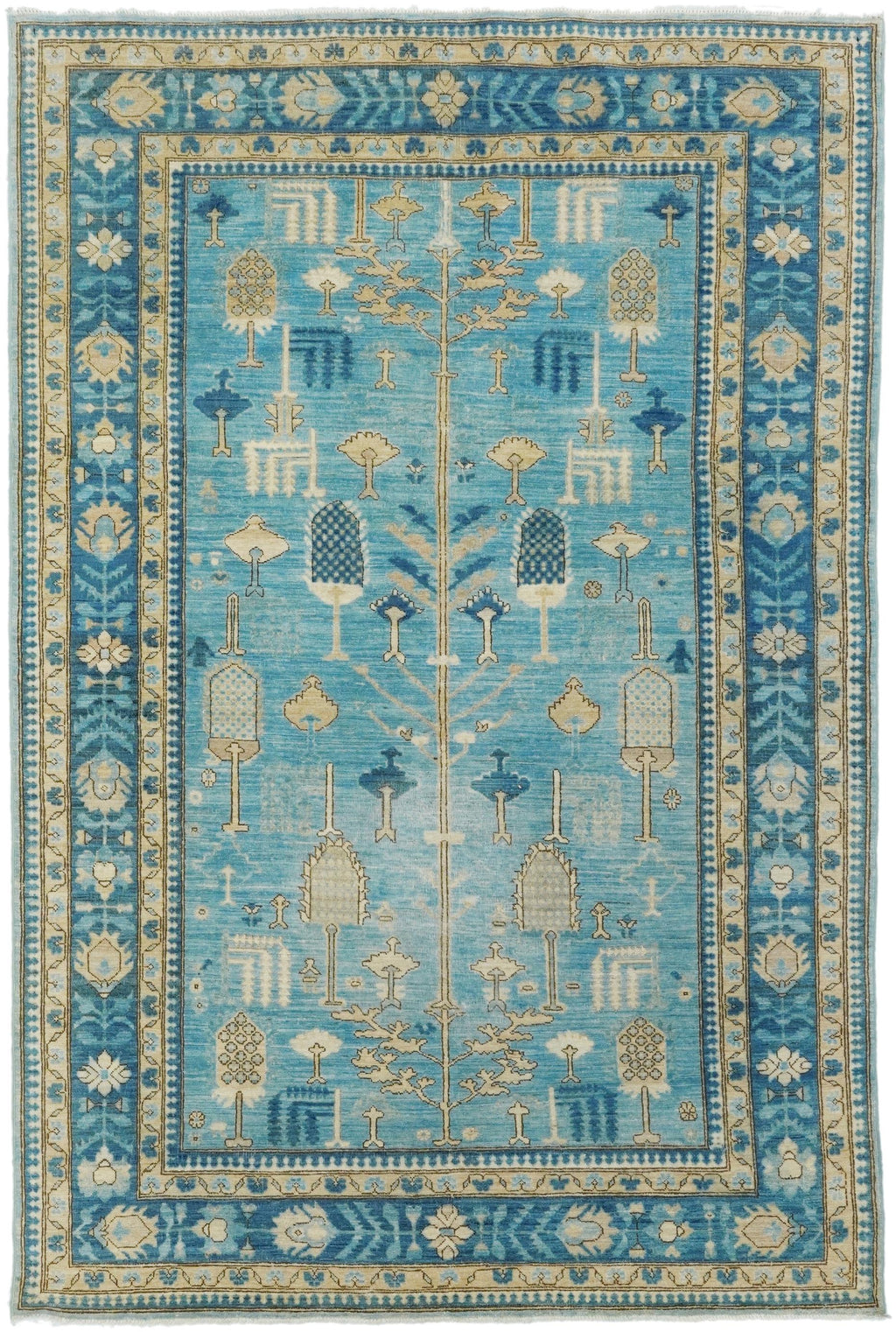 5x8 Ft Blue Heriz Rug - Afghan Wool Antique Rug