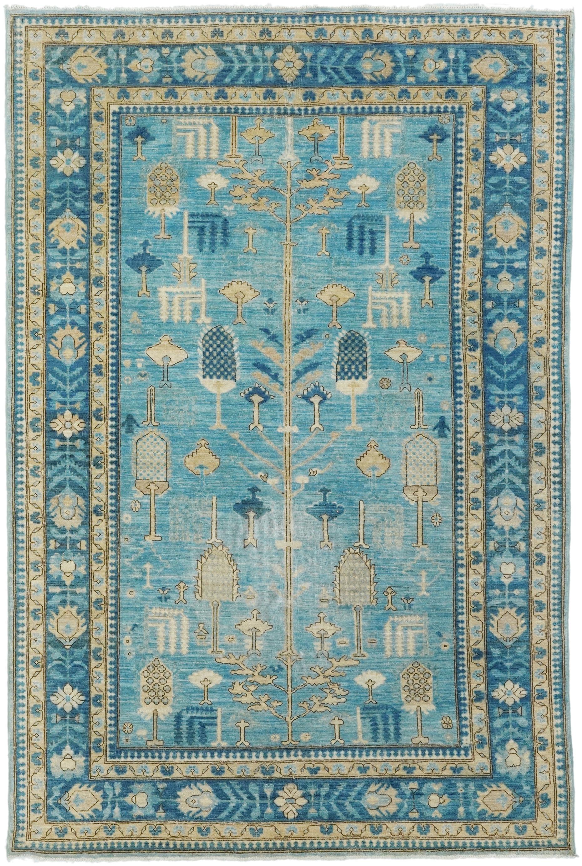 5x8 Ft Blue Heriz Rug - Afghan Wool Antique Rug