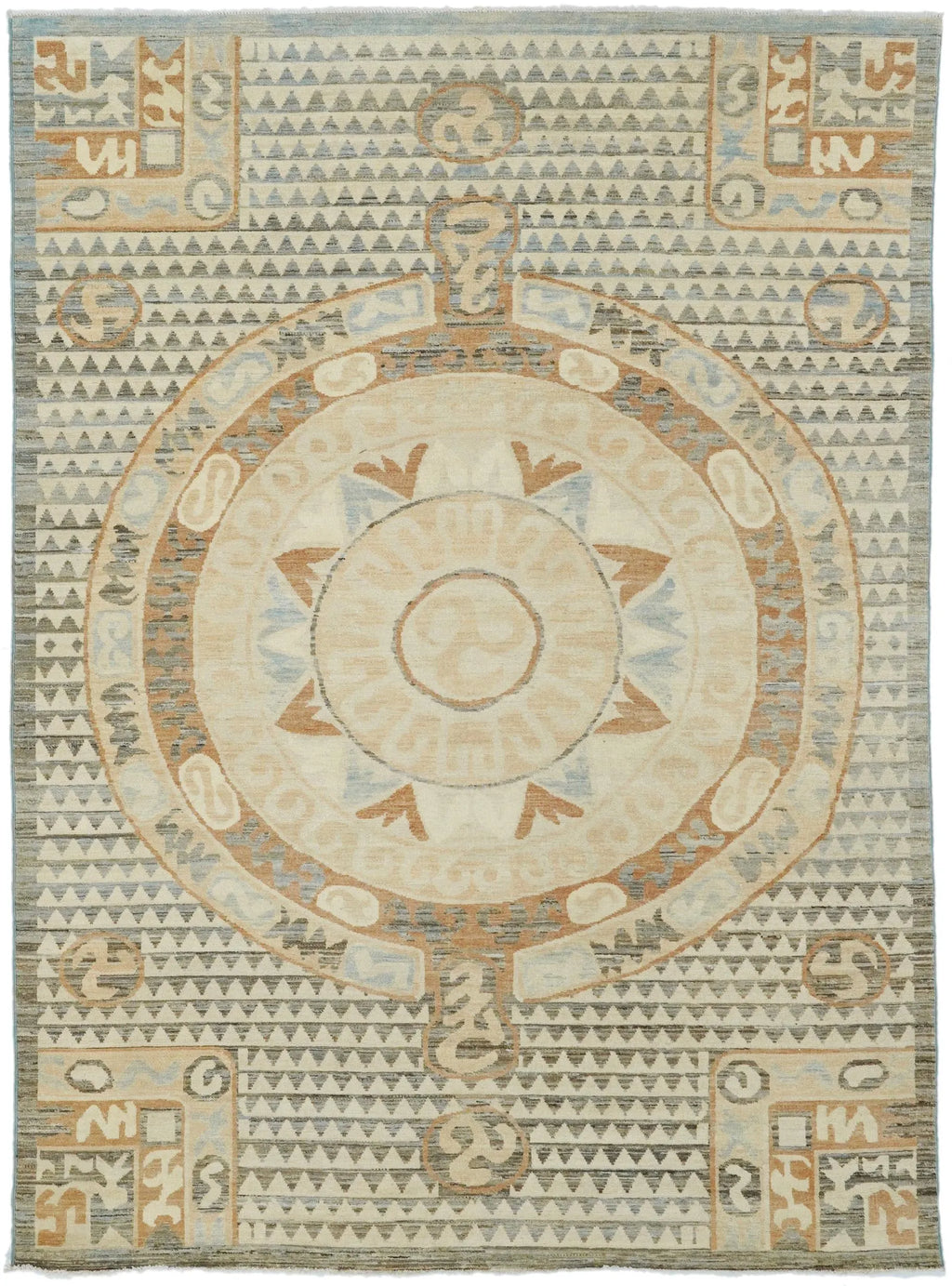 6x9 Ft Antique Tibetan Rug - Beige & Brown Chinese Design