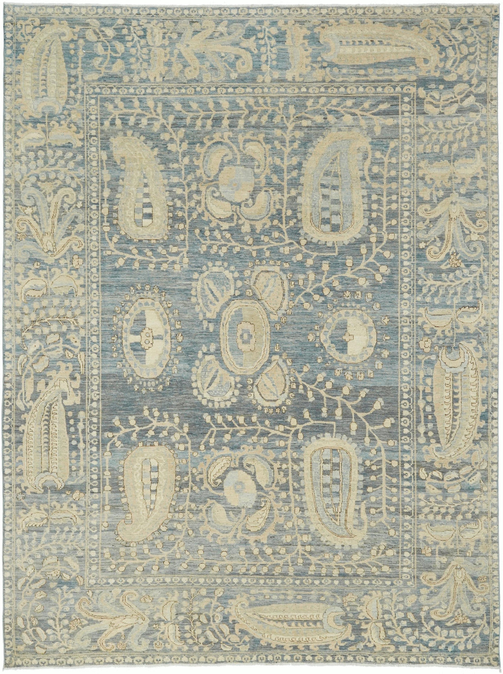 9x11 Ft Blue Serapi Rug - Hand Knotted Antique Rug - Persian Design